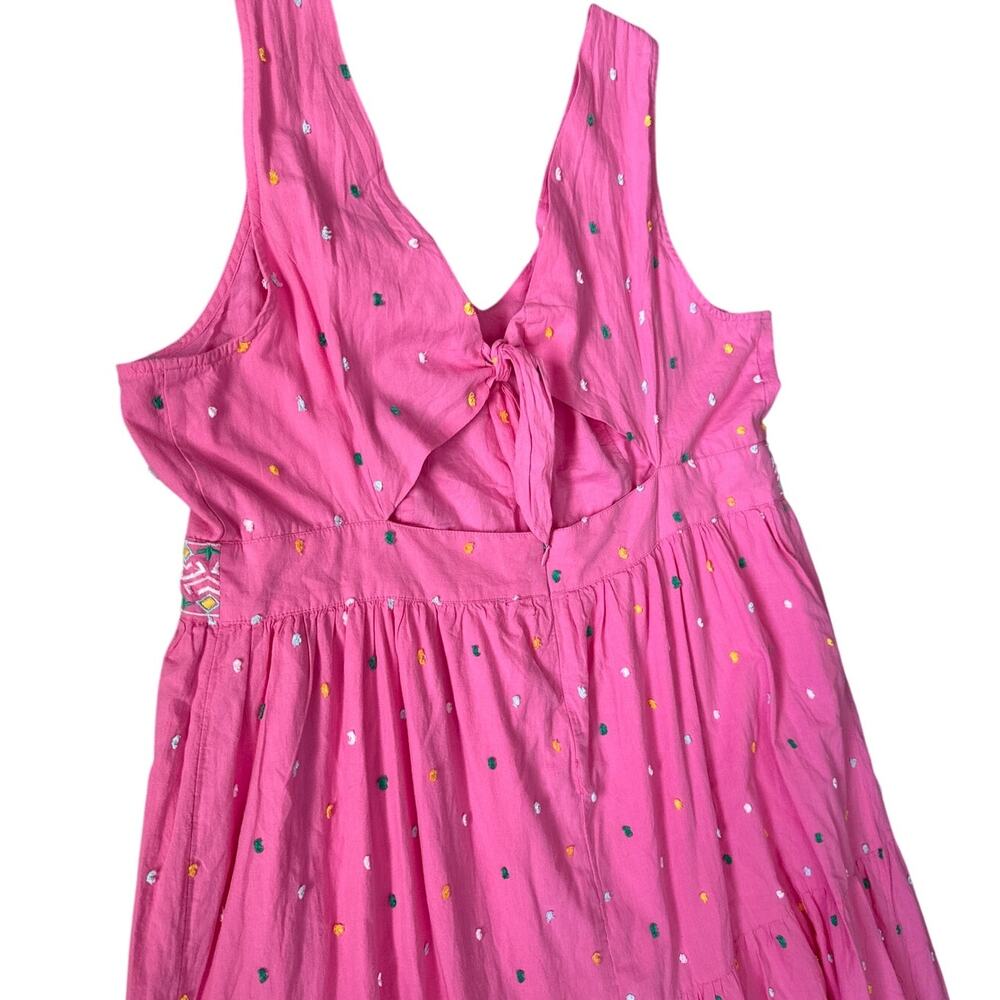 Crown & Ivy Plus‎ Pink & Multicolor Embroidered Tie Back Maxi Dress Size 18W - Picture 10 of 12